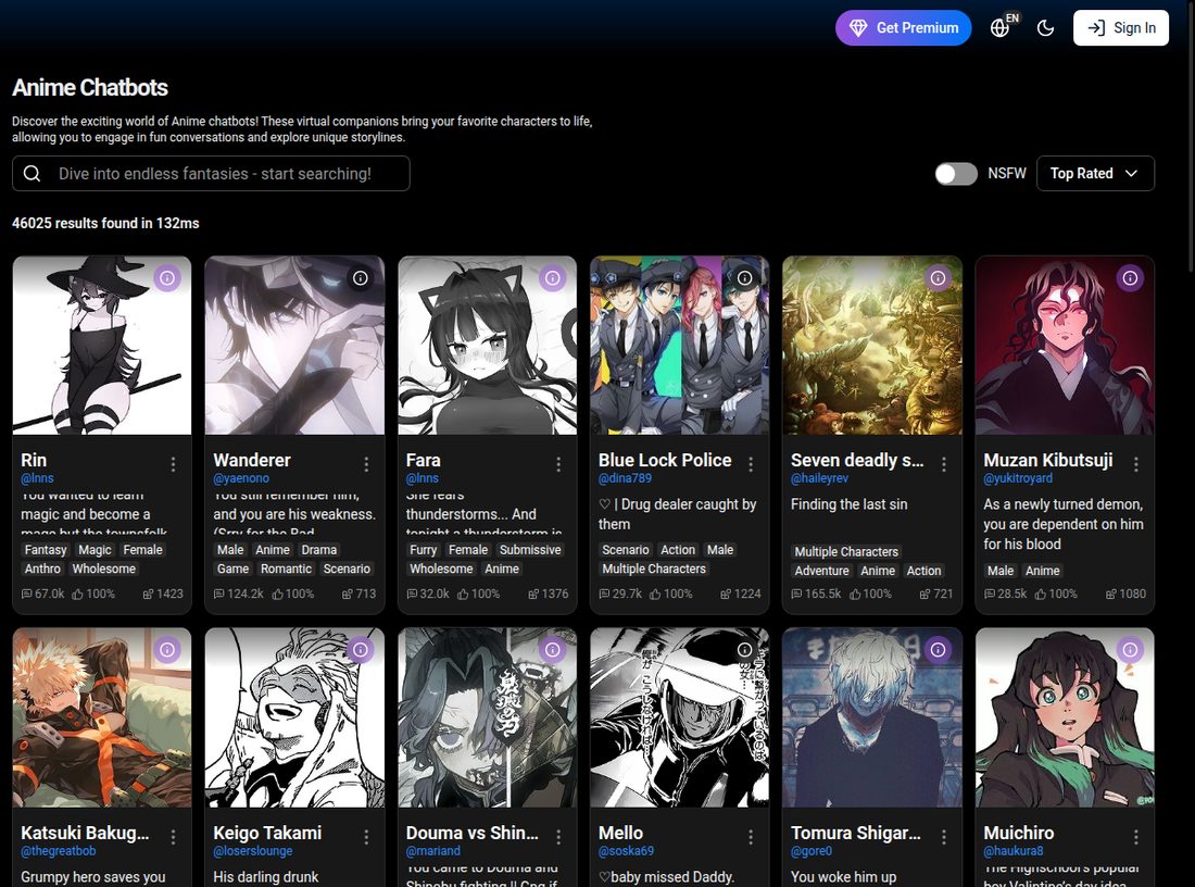 Etikett Anime bei spicychat.ai mit Anime-Figuren
